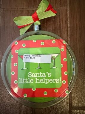 BRAND NEW! Mud Pie Holiday Coaster Set Ornament Red & Green. 12 coasters in pkg